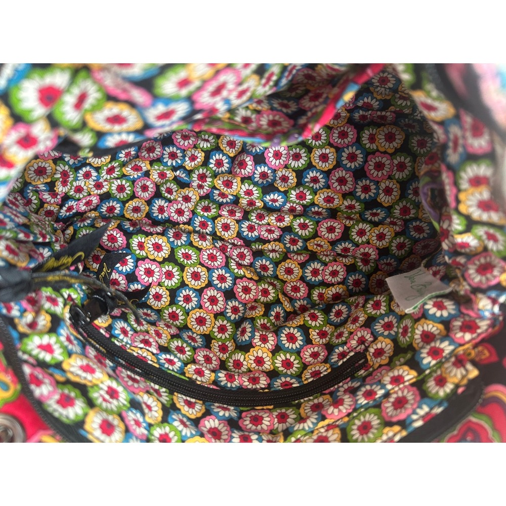 Vera Bradley Quilted Paisley Shoulder Bag Black Pink Floral Toggle Closure#478 - Picture 8 of 10